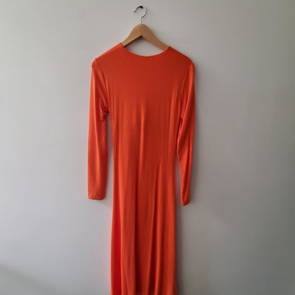 Ninety Percent 'Hyacinth' stretch midi dress in Orange, Size M - Picture 2 of 3